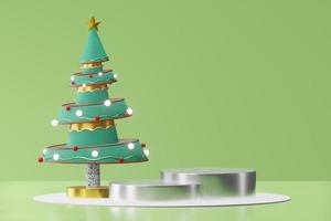 Christmas tree cylinder podium empty 3D product placement display for scene presentation background photo