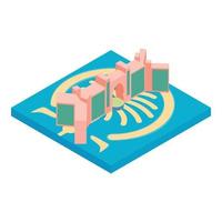 Landmark uae icon isometric vector. Atlantis hotel and palm island jumeirah icon vector