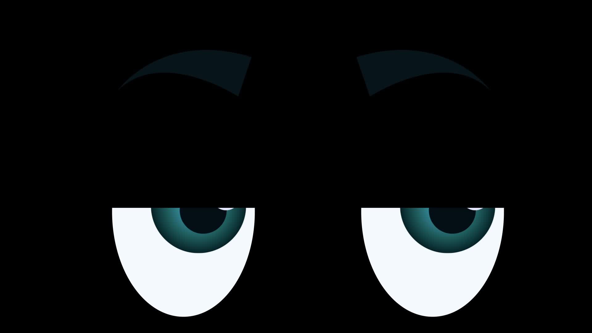 Animation of the blinking of frightened eyes on a black background