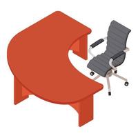 icono de muebles de negocios vector isométrico. icono de mesa y silla de oficina moderna