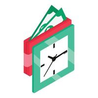 Cashback concept icon isometric vector. Bill wallet with dollar and wall clock vector