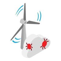 Alternative technology icon isometric vector. Cloud with software bug windmill vector