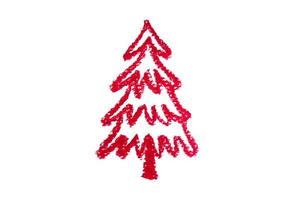 Christmas tree crayon paint isolated on white background photo