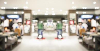 Abstract blur clothing boutique display interior of shopping mall background photo