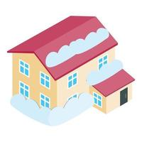Snowfall icon isometric vector. Snowcovered residential building after blizzard