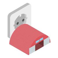 Electrification concept icon isometric vector. Hangar building electrical socket vector