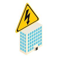 Building electrification icon isometric vector. High voltage sign and building vector