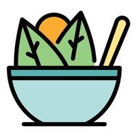 Salad bowl icon color outline vector