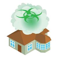 Nuclear pollution icon isometric vector. Radioactive cloud over dwelling house vector