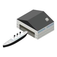 Steamship icon isometric vector. Old steam cruise ship with three smoke stack vector