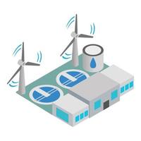 Ecological infrastructure icon isometric vector. Purification plant and windmill