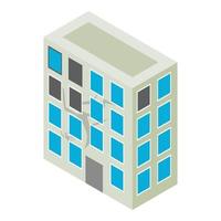 Damage building icon isometric vector. Four story destroyed residential building