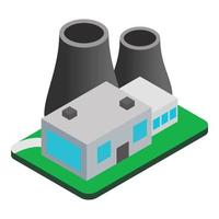Power plant icon isometric vector. Nuclear power plant industrial building icon vector