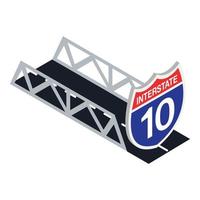 Interstate sign icon isometric vector. Road bridge and information road sign vector