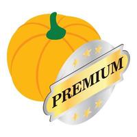 Autumn harvest icon isometric vector. Bright ripe round pumpkin and premium sign vector