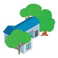 Outbuilding icon isometric vector. New outbuilding and green deciduous tree icon vector