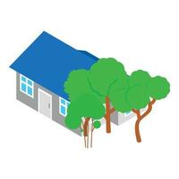 Extension house icon isometric vector. New building and green deciduous tree vector