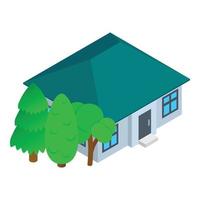 Rustic house icon isometric vector. New one storey building and green tree icon vector