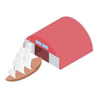 Sailing ship icon isometric vector. Old sea ship with white sail near pavilion vector