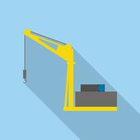 Sea port crane icon, flat style vector