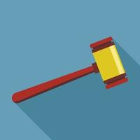 Justice wood gavel icon, flat style vector