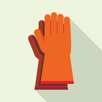 icono de guantes de goma naranja de trabajo, estilo plano vector