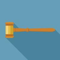 Legal judge gavel icon, flat style vector