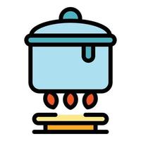 Saucepan icon color outline vector