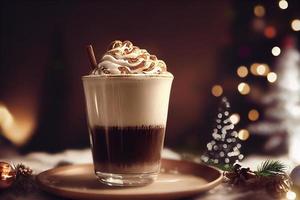 Christmas coffee latte with cream. photo