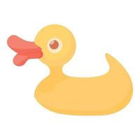 Yellow duck toy icon, cartoon style vector