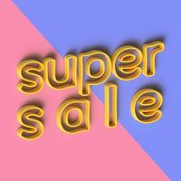 Super Sale modern banner design template on pink and yellow background. 3d discount banner design for shop, promotional leaflet, promotion, online store. Square banner template. 3d colorful web photo