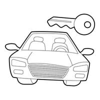 Car and key icon, isometric 3d style vector