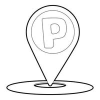 Map pointer with car parking sign icon vector