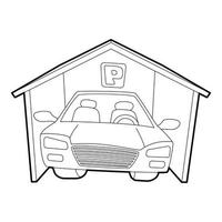 Covered car parking icon, isometric 3d style vector