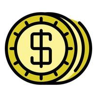 Dollar token icon color outline vector