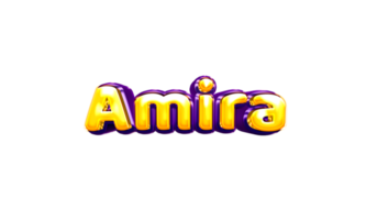 girls name sticker colorful party balloon birthday helium air shiny yellow purple cutout Amira png