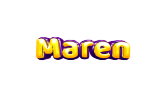girls name sticker colorful party balloon birthday helium air shiny yellow purple cutout Maren png