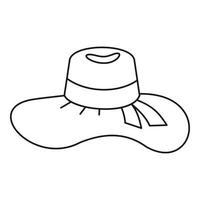 icono de sombrero de mujer, estilo de esquema vector