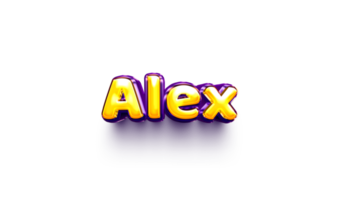 names of boy English helium balloon shiny celebration sticker 3d inflated Alex png