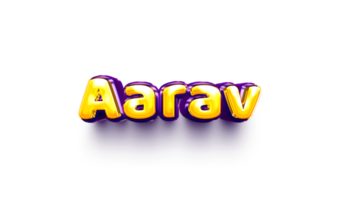 names of boy English helium balloon shiny celebration sticker 3d inflated Aarav png