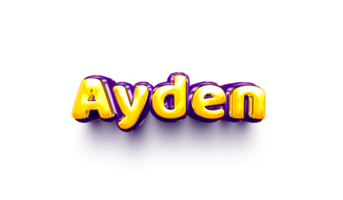 names of boy English helium balloon shiny celebration sticker 3d inflated Ayden png