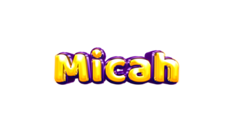 girls name sticker colorful party balloon birthday helium air shiny yellow purple cutout micah png