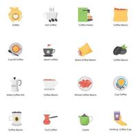 paquete de iconos planos de producción de café vector