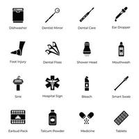 paquete de iconos de herramientas de higiene del bebé vector
