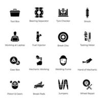 Automobile Repair Services Solid Icons vector