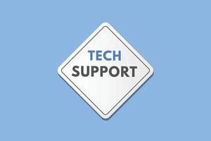 tech support text Button. tech support Sign Icon Label Sticker Web Buttons vector