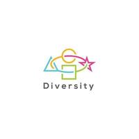 concepto creativo de diversidad. forma diferente, grupo de personas de carácter único. plantilla de icono de logotipo vectorial vector