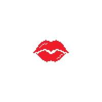Beautiful Lips. Pixel art 8 bit icon vector illustration