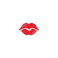 Beautiful Lips. Pixel art 8 bit icon vector illustration