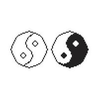 Yin y yang. pixel art icono de 8 bits ilustración vectorial vector